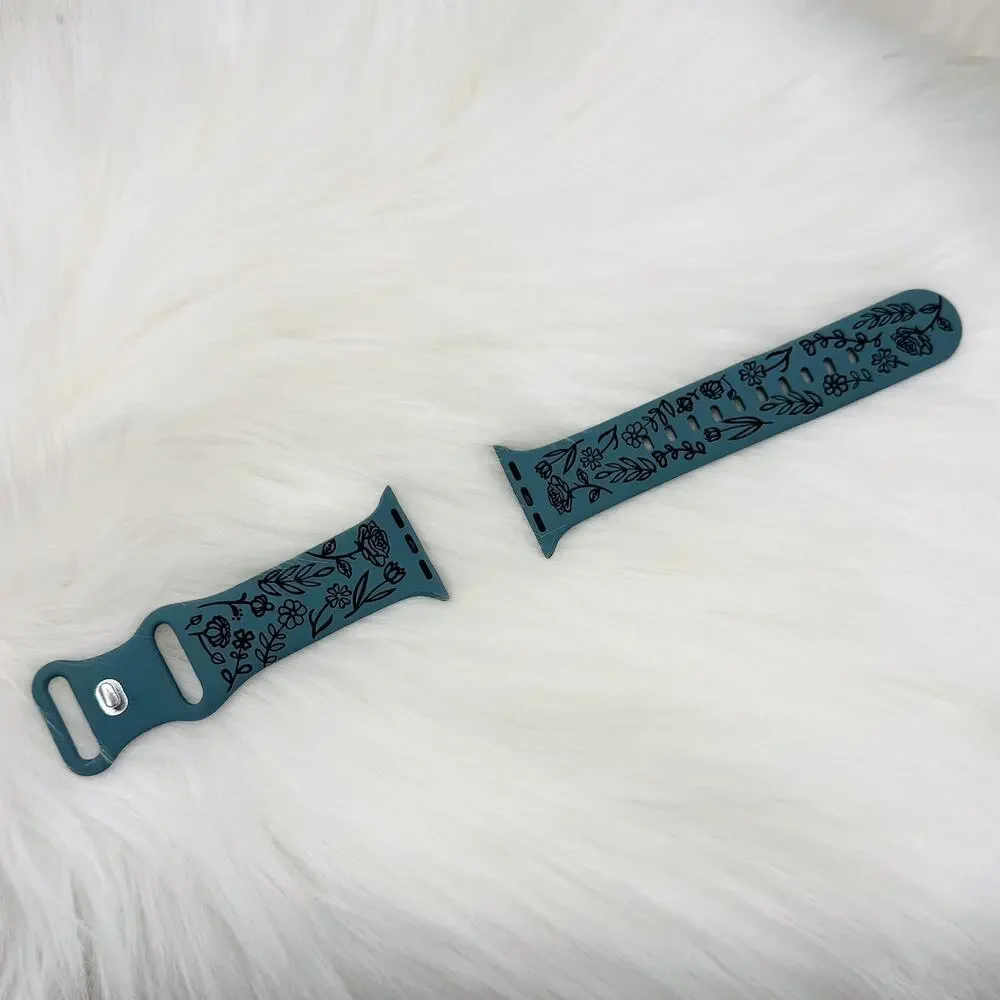 New Floral Design Apple Watch Bands 38mm 40mm 41mm in willow green